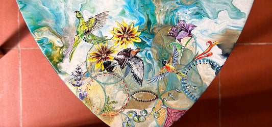 Custom Table Painting - Portuguese Birds and Flowers